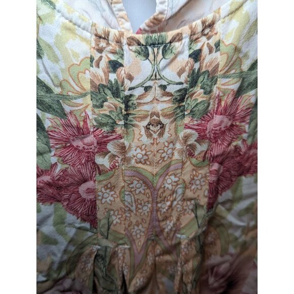 Soft Surroundings Blouse Women’s S Peach Rust Green Floral Tunic Cottage Fairy - Picture 2 of 14